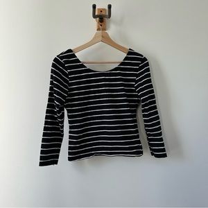 Black and white stripe crop shirt 3/4 sleeves size 10